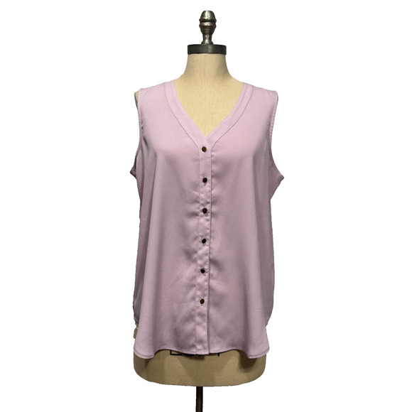 Maurices Women’s Blouse Sleeveless Button Up Tank Top Work Pinkish Lavender Sz L - Picture 1 of 10